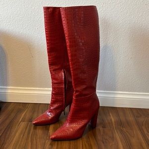 SAM EDELMEN RED LEATHER BOOTS
